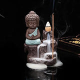 Load image into Gallery viewer, JaipurCrafts Maditating Monk Buddha Smoke Back flow Cone Incense Holder| Decorative Showpiece- with 6 free Smoke Back flow Scented Cone Incenses