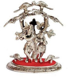 गैलरी व्यूवर में इमेज लोड करें, JaipurCrafts Radha Krishna Tree Showpiece - 17.78 cm (Aluminium, Silver, Red)