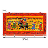 Load image into Gallery viewer, JaipurCrafts Wooden Rajasthani Art Work 6 Hook Hanging Key Holder - Brown (12 x 6 in)