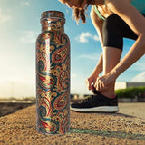 Load image into Gallery viewer, Webelkart Premium Combo of Rakhi Gift for Brother and Bhabhi and Kids with Designer Printed Water Bottle, Rakshabandhan Gifts for Bhai Sister - Fancy Rakhi with Printed Copper Water Bottle