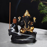 गैलरी व्यूवर में इमेज लोड करें, Webelkart JaipurCrafts Ceramic Lord Ganesha Emblem Backflow Incense Burner with 10 Backflow Cones (Gold)