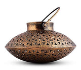 Load image into Gallery viewer, JaipurCrafts Antique Finished Dhoop Incense/Tealight Holder Degchi Handle Pot - Black Golden Chrome Polished - 9&quot;x9&quot;x6&quot;