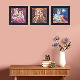 Load image into Gallery viewer, JaipurCrafts Radha Krishna Set of 3 Framed UV Digital Reprint Painting (Wood, Synthetic, 26 cm x 76 cm)