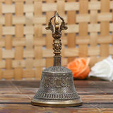 गैलरी व्यूवर में इमेज लोड करें, Webelkart Meditation Space Healing Spiritual Handicraft Fengshui Vastu Ashtadhatu Tibetan Om Bell for Home, Office , Temple (Big Size)