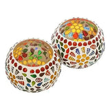 गैलरी व्यूवर में इमेज लोड करें, WebelKart Set of 2 Mosaic Glass TeaLight Votive Candle Holder with Tea Light Candles for Living Room Table Home Decor Indoor Outdoor Decorations (Multicolor, Glass)