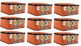 गैलरी व्यूवर में इमेज लोड करें, JaipurCrafts 9 Pieces Polka Dots Non Woven Saree Cover Set, Orange (45 x 35 x 21 cm)