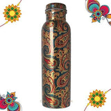 Load image into Gallery viewer, Webelkart Premium Combo of Rakhi Gift for Brother and Bhabhi and Kids with Designer Printed Water Bottle, Rakshabandhan Gifts for Bhai Sister - Fancy Rakhi with Printed Copper Water Bottle