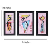 गैलरी व्यूवर में इमेज लोड करें, JaipurCrafts Modern Art Set of 3 Large Framed UV Digital Reprint Painting (Wood, Synthetic, 36 cm x 61 cm)