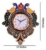 Load image into Gallery viewer, JaipurCrafts Beautiful Wooden Peacock Emboss Painting Wall Clock (Multicolor)
