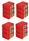 Load image into Gallery viewer, JaipurCrafts 12 Pieces Non Woven Saree Cover Set, Red (45 x 35 x 22 cm)
