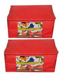 गैलरी व्यूवर में इमेज लोड करें, JaipurCrafts Non Woven Saree Cover Set/Wardrobe Organizer/Storage Bag, Red (45 x 35 x 22 cm)-Pack of 2
