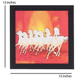 गैलरी व्यूवर में इमेज लोड करें, JaipurCrafts Running Horse Framed UV Digital Reprint Painting (Wood, Synthetic, 30 cm x 30 cm)