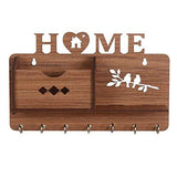 गैलरी व्यूवर में इमेज लोड करें, Webelkart Designer Home Side Shelf-Brown Wall Shelves Wooden Shelf, Keyholder (with 7 Keys Hooks)