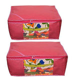 गैलरी व्यूवर में इमेज लोड करें, JaipurCrafts Non Woven Saree Cover Set/Wardrobe Organizer/Storage Bag, (45 x 35 x 22 cm)-Pack of 2 (Non Woven-Pink)