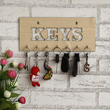 Load image into Gallery viewer, JaipurCrafts Keys Wooden Key Holder (29 cm x 13.5 cm x 0.4 cm, Beige)- 7 Hooks