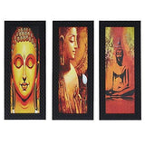 Load image into Gallery viewer, JaipurCrafts Gautam Buddha Set of 3 Large Framed UV Digital Reprint Painting (Wood, Synthetic, 41 cm x 53 cm)