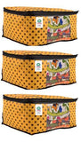 Load image into Gallery viewer, JaipurCrafts 3 Pieces Polka Dots Non Woven Saree Cover Set, Yellow (45 x 35 x 21 cm)