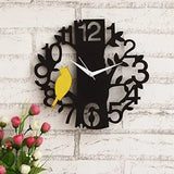 Load image into Gallery viewer, Webelkart Designer Beautiful Tree &amp; Bird Round Wood Wall Clock (Black, Yellow) Default Title