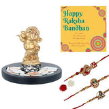Load image into Gallery viewer, Webelkart Premium Combo of Rakhi Gift for Brother and Bhabhi and Kids with Dancing Ganesha T-Light Holder, Rakshabandhan Gifts for Bhai Sister - Fancy Rakhi with Dancing Ganesha T-Light Holder