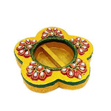 गैलरी व्यूवर में इमेज लोड करें, JaipurCrafts Beautiful Kundan Flower Roli Tikka Chopra Showpiece - 10.16 cm (Paper Mache, Multicolor)