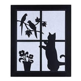 Load image into Gallery viewer, JaipurCrafts Wood Cat And Birds Designer Wall Art (Black, Silver, 44 Cm x 37 Cm)