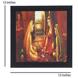 Load image into Gallery viewer, JaipurCrafts Rajasthani Lady Framed UV Digital Reprint Painting (Wood, Synthetic, 30 cm x 30 cm)