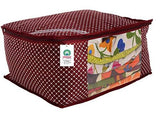 गैलरी व्यूवर में इमेज लोड करें, JaipurCrafts 9 Pieces Quilted Polka Dots Cotton Saree Cover Set, Maroon (40 x 30 x 20 cm)