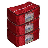 गैलरी व्यूवर में इमेज लोड करें, JaipurCrafts 3 Pcs Satin Fabric Saree Cover, 15 Sarees, Gift Set, Maroon (45 x 35 x 23 cm)