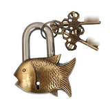 Load image into Gallery viewer, JaipurCrafts Handmade Old Vintage Style Antique Fish Shape Brass Security Lock with 2 Keys|Home Temple Office