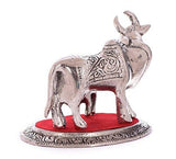 Load image into Gallery viewer, JaipurCrafts Kamdhenu Cow and Calf Showpiece - 10.16 cm (Aluminium, Silver, Red)