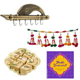 Load image into Gallery viewer, Webelkart JaipurCrafts Premium Diwali Gift Combo of Lord krishna Key Holder With Premium Toran Bandar And 450 Gram Delicious Soan Papdi Sweets