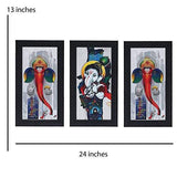 Load image into Gallery viewer, JaipurCrafts Lord Ganesha Set of 3 Large Framed UV Digital Reprint Painting (Wood, Synthetic, 33 cm x 61 cm)