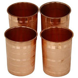 गैलरी व्यूवर में इमेज लोड करें, JaipurCrafts Set of 4 Pure Copper Luxury Glass Tumbler Cup 250 ML