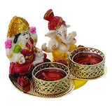 गैलरी व्यूवर में इमेज लोड करें, Webelkart Premium Laxmi Ganesha Idol on Decorative Handcrafted Tealight Holder for Home Decorative Showpiece - 3 Inch (Poly-Resin, Multi Color)