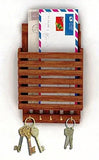गैलरी व्यूवर में इमेज लोड करें, JaipurCrafts Beautiful Wooden Key Holder Cum Letter Rack with 4 Hooks (30 X 5.08 X 16.51 cm)