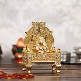Load image into Gallery viewer, Webelkart Handcrafted Premium Gold Plated Metal Singhasan for Pooja, Religious Puja Gifts and Decor, Showpiece - (10 cm x 8 cm x 18 cm)