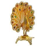 Load image into Gallery viewer, JaipurCrafts Premium Golden Aluminum Minakari Peacock Figurine Showpiece- 12 in
