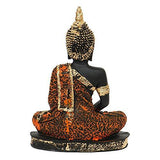 Load image into Gallery viewer, WebelKart Premium Meditating Sitting Buddha Idol Statue Showpiece; 10 Inch; Orange and Black
