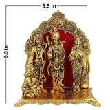 गैलरी व्यूवर में इमेज लोड करें, JaipurCrafts Aluminium Lord Ram Darbar Idol, 9.50 IN, Gold, 1 Piece