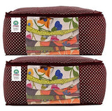 Load image into Gallery viewer, JaipurCrafts Quilted Polka Dots Cotton Saree Cover Set/Saree Storage Bag, Maroon (40 x 30 x 20 cm)-Pack of 2 (Cotton-Maroon)