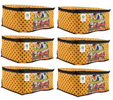 Load image into Gallery viewer, JaipurCrafts 6 Pieces Polka Dots Non Woven Saree Cover Set, Yellow (45 x 35 x 21 cm)