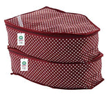 Load image into Gallery viewer, JaipurCrafts 2 Piece Quilted Cotton Polka Dots Print Blouse Cover Set, Maroon (39 cm x 27 cm x 20 cm)
