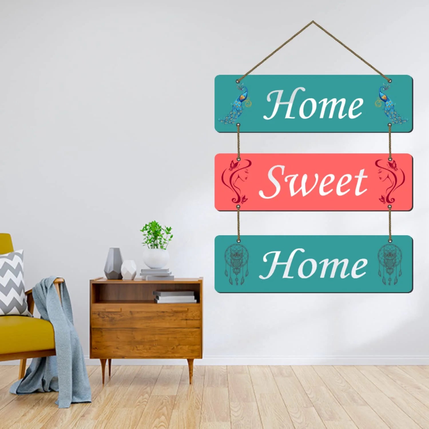 Webelkart®️ Decorative Home Sweet Home Wall Hanging Wooden Art