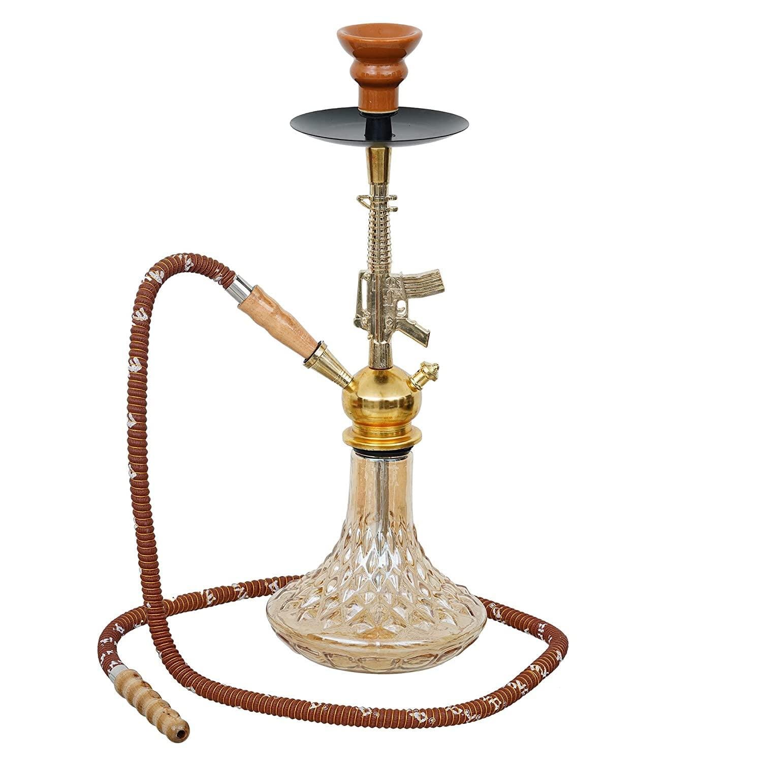 JaipurCrafts Premium Designer D Base Style Red Golden Gun Hookah Set