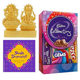 Load image into Gallery viewer, Webelkart Premium Diwali Gift Combo of Gold Plated Laxmi Ganesha Idol, 1 Cadbury Celebrations Gift Pack