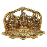 Load image into Gallery viewer, JaipurCrafts Aluminum Laxmi Ganesh Saraswati Idol Oil Lamp Diya with 5 Division (Golden)