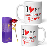 Load image into Gallery viewer, Webelkart®️ Premium Valentine&#39;s Gift Combo of Pair of Valentine Coffee Mug with 1 Red Gold Rose| Valentine Gift for Girlfriend/Boyfriend