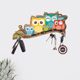 गैलरी व्यूवर में इमेज लोड करें, Webelkart Premium &#39;Owl Family&#39; Decorative Wooden Printed Key Holder for Home Decor Key Hangers Keychain Holder Key Stand &amp; Key Holder for Wall Owl Key Holder (25 cm, 6 Hooks)