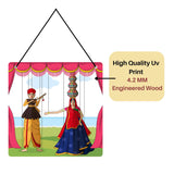 Load image into Gallery viewer, Webelkart®️ Decorative Rajasthani Musician Art Welcome Wall Hanging Wooden Art Decoration Item for Living Room |Rajasthani Wall hanging | MDF Wall Sculpture-9.5 IN