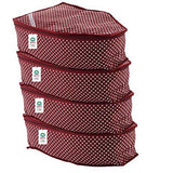 Load image into Gallery viewer, JaipurCrafts 4 Piece Quilted Cotton Polka Dots Print Blouse Cover Set, Maroon (39 cm x 27 cm x 20 cm)